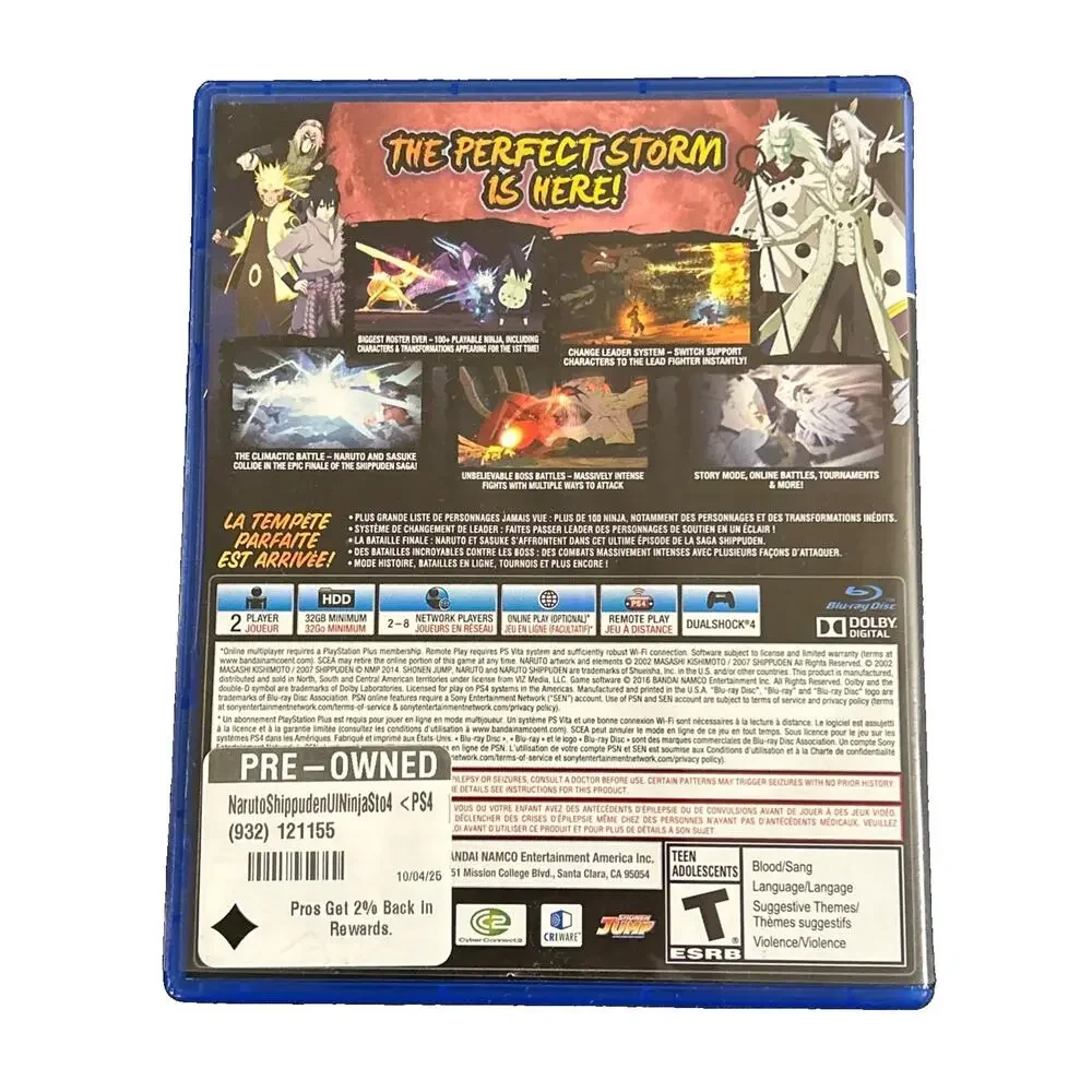 Naruto Shippuden Ultimate Ninja Storm 4 Sony PlayStation 4 2016 PS4 Tested Works
